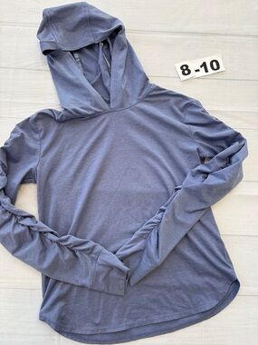 Athleta Girl Lightweight Hooded Pullover in Dusty Blue